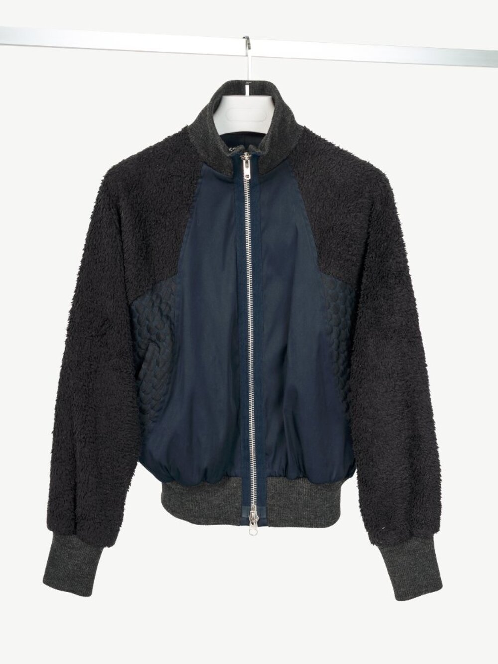 Y-3 AW14 Runway Navy & Black Mixed-Media Bomber Jacket - Picture 2 of 13